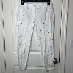 Talbots women’s white lemon patch embroidered khaki the weekend chino pants 10 P